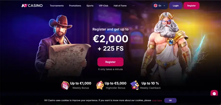 NV Casino Bonusbereich mit Promotions und Aktionen