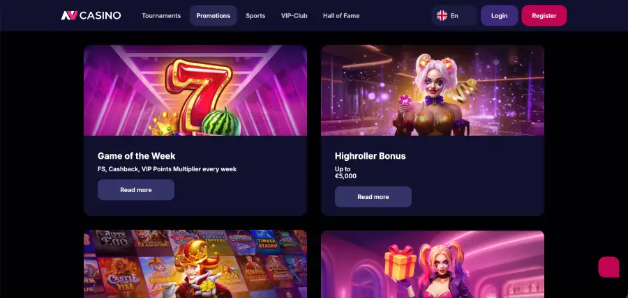 NV Casino Cashback Bonus Promotion bis 10 Prozent